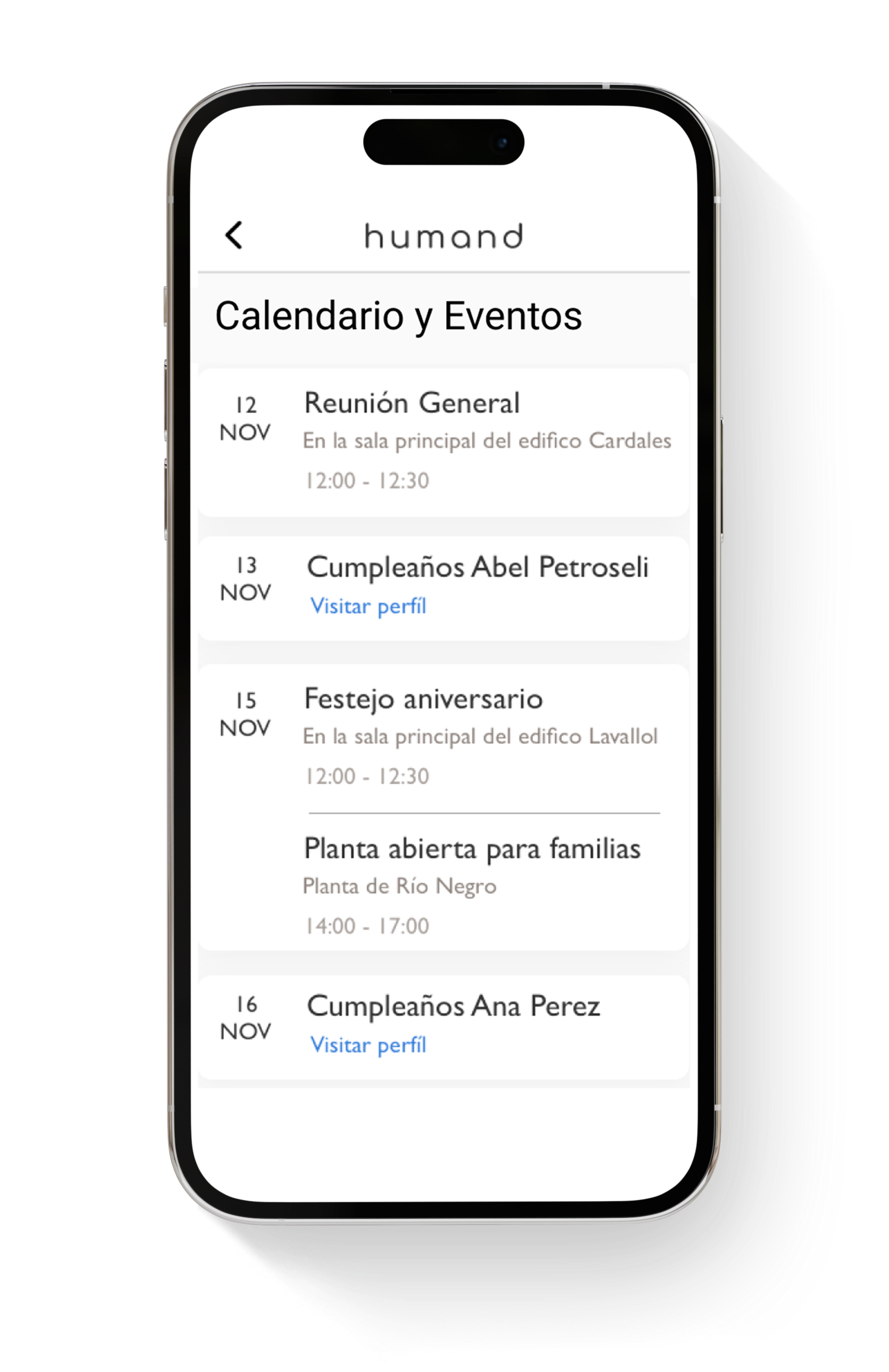 Calendario y eventos - Cultura Empresarial