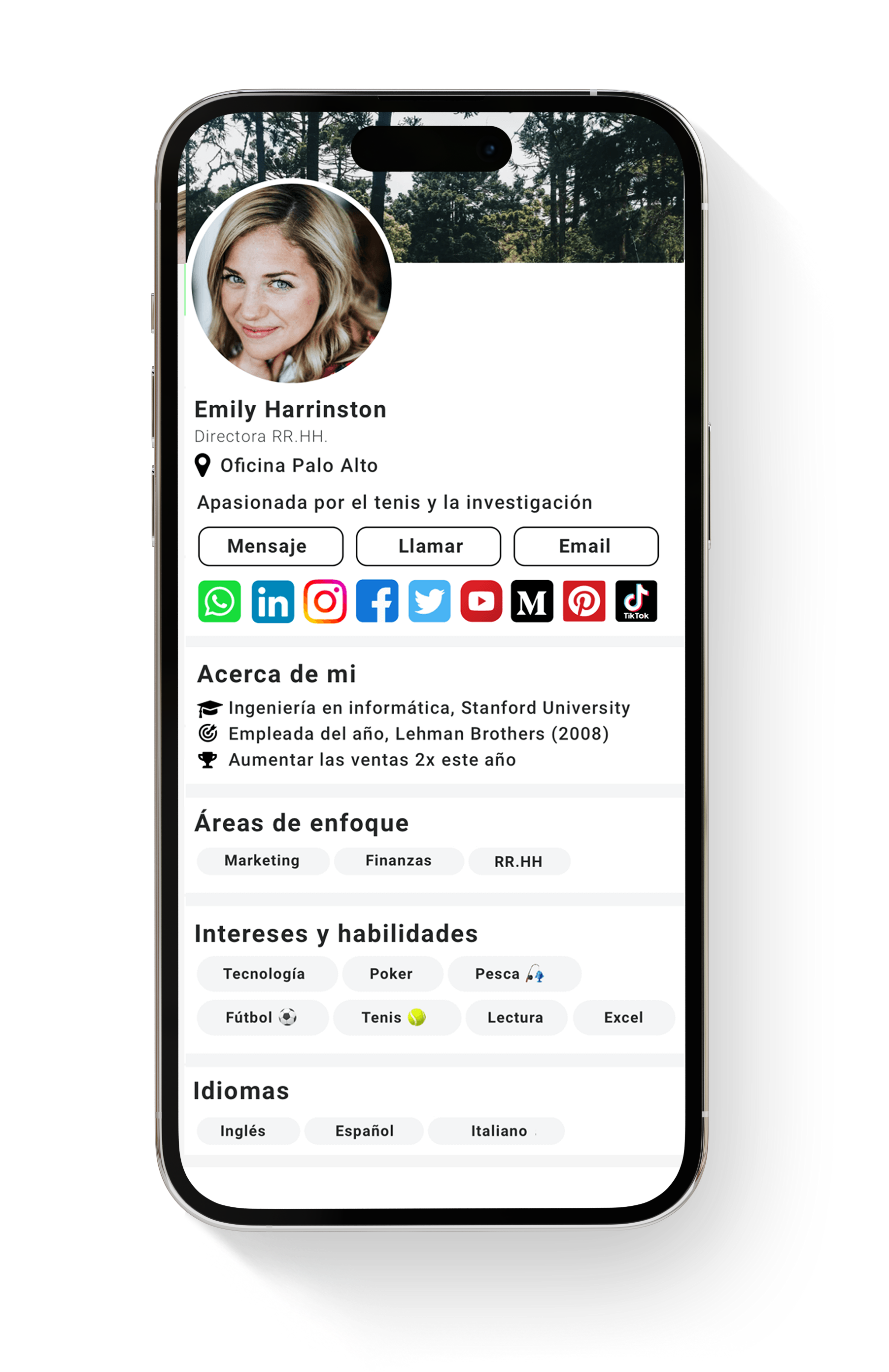 perfil del empleado - software de comunicación interna